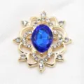 Vintage oval alloy acrylic rhinestone flower tray DIY handmade jewelry craft accessory pendant. - Gold Base Royal Blue