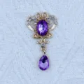 Zinc alloy gold rhinestone oval acrylic pendant DIY garment hair bag crystal accessory - Light Purple