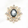 Oval alloy acrylic resin flower tray DIY badge base handmade jewelry pendant crafting accessory. - Gold Base Gray