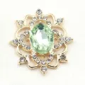 Oval alloy rhinestone flower base DIY badge tray handmade jewelry pendant decorative accessory - Gold Light Green