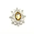 Oval alloy acrylic resin rhinestone flower base DIY badge tray handmade jewelry pendant accessory. - Silver Base Light Coffee