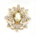 Gold tone oval alloy resin rhinestone flower tray DIY pendant craft jewelry accessory base - Gold Light Coffee