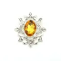 Oval alloy acrylic resin flower base DIY handmade jewelry pendant accessory badge holder - Silver Base Golden Yellow