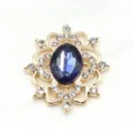 Dark Blue Oval Alloy Acrylic Resin Flower Tray DIY Badge Holder Craft Jewelry Part - Gold Base Navy Blue