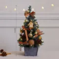 Mini Albero di Natale da 60cm Decorazione da Tavolo con Luci LED e Ornamenti Festivi - Casa in Oro Rosa / 60CM