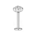 Zilverkleurige roos bloem labret piercing sieraad van roestvrij staal, unisex piercing. - 1.2x8mm / Staalkleur