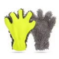Chenille car wash mitt microfiber cleaning glove for auto detailing and household dusting tools - Grey & Green