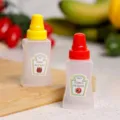 Pequeñas botellas de plástico exprimibles para condimentos de bento, recipientes para aderezos. - Set de 2 Botellas Miel y Ketchup Cuadradas