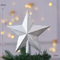 Silver glitter Christmas tree topper star 20cm holiday tree top ornament festive decor - Frosted Silver 20cm