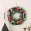 Christmas wreath hanging decoration with pinecones red berries and burlap bows 30cm - Linen Pine Cone Bow / No Light / 30cm