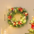 Christmas wreath with LED lights pine cones and red berries 30cm festive decor. - Linen Pine Cone Bow / With Light / 30cm