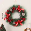 Christmas wreath hanging door wall decor holiday festive party decoration ornament props - Red Christmas Ball / No Light / 40CM