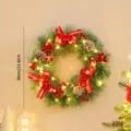 Christmas wreath hanging decoration with pine cones, red berries and warm LED lights. - Red Christmas Ball / With Light / 30cm