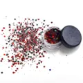 Holographic red cosmetic glitter powder, star and heart face sequins for festival party makeup. - Mixed Red