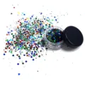 Holographic glitter flakes for makeup, festival party face body glitter decoration jar. - Mixed Blue and Green
