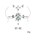 Close-up details of crystal chest stickers, sparkling rhinestone body jewelry for parties. - XT-02 / 14cm*18.5cm