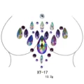Detail view of sparkly acrylic chest rhinestone stickers, perfect for festival body art designs. - XT-17 Style / 14cm*18.5cm