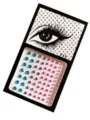 Detailopname van kleurrijke gezichtsstrasstickers met kleurverloop voor prachtige oogmake-up. - ET-03-6