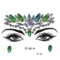 Green rhinestone face gems temporary face crystal stickers festival party makeup jewels. - YT-1-06 Green