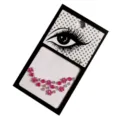 Gedetailleerd overzicht van DIY gezicht strass steentjes, roze kristallen edelstenen oogmake-up. - ET-07-3