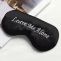 Silk sleep mask black embroidery eye cover lightweight comfortable travel resting night blindfold - Black