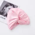 Cuffia da notte in raso rosa con design a nodo incrociato, cappellino per capelli traspirante. - Rosa No. 4