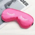 Masque de sommeil en soie rose avec impression de cils blancs, ombrage confortable voyage. - Rose rouge