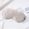 Pure silk sleep mask in champagne color, soft and breathable for comfortable night sleep and travel. - Light Camel