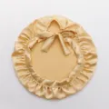 Minimalist imitation silk sleep cap with bow tie, champagne gold breathable hair bonnet for night. - Adjustable Straps / Gold