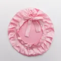 Pink satin sleep cap with bow tie strap breathable solid color silk night cap for women - Adjustable Straps / No.4 Pink