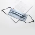 Adjustable silk face mask for summer breathable double layer soft mouth cover blue - Silver