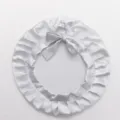 Silver silk sleep cap variant, breathable satin bonnet with bow tie for comfortable home wear. - Adjustable Straps / Silver