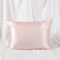 Pink satin pillowcase solid color silk smooth pillow cover soft bedding variant option. - Flesh Pink