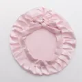 Rosa Satinschlafhaube für Damen, weiche atmungsaktive Mütze mit Schleife und elastischem Rand. - Verstellbare Träger / Pfirsichrosa