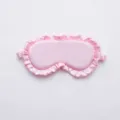 Pink satin sleep mask with soft ruffle trim comfortable elastic band for travel relaxation - No.4 Pink