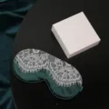 Green imitation silk sleep mask with white lace, breathable shading eye mask for daily rest. - White Lace / Dark Green