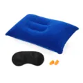 Aufblasbares Reisekissen Set mit Schlafmaske und Ohrstöpseln, tragbares blaues Nackenkissen. - 3-teiliges Set quadratisches Kissen Königsblau