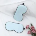 Pure color breathable silk sleep eye mask for comfortable shading and effective fatigue relief daily. - Light Blue