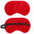 Red satin sleep mask with black elastic strap, lightweight blackout eye mask for travel. - Red