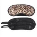 Leopard print sleep mask with black satin back and elastic straps for travel shading rest - Polyester Beige Leopard Print