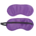 Purple satin sleep mask with black elastic strap for comfortable sleeping and travel. - Purple