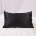 Housse de oreiller unie noire en imitation soie pour literie de chambre moderne et minimaliste. - 51x66cm (US Standard) / Noir