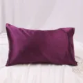 Taie d'oreiller en soie satinée violette de couleur unie, variante douce et confortable. - 51x66cm (US Standard) / Violet foncé