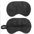 Black satin sleep mask for travel, nap, and relaxation with comfortable elastic strap. - Black