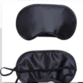 Black silk sleep eye mask, soft satin shading blindfold for travel and night sleep, comfortable. - Black Polyester