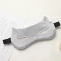 Máscara de sueño de gato de satén plateado con bordado, antifaz de viaje bonito. - Plata espacial