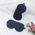 Masque de sommeil en pure soie bleu marine respirant occultant pour voyage et sommeil - Bleu Marine