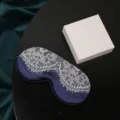 Navy blue satin sleep mask with delicate white lace trim, breathable and comfortable for travel. - White Lace / Navy Blue