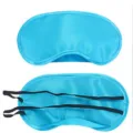 Blue satin silk sleep mask variant for travel shading and comfortable sleeping experience. - Polyester Sky Blue