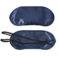Dark blue satin sleep mask for travel, comfortable shading silk blindfold with dual straps. - Navy Blue Polyester